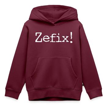 Zefix - bayrisch - Bayern - Dialekt Fluch fluchen - Kinder Premium Organic Hoodie - Burgunderrot - Vorne - AI Model Kid Female (0cm)