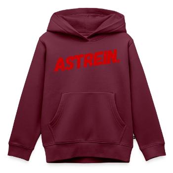 ASTREIN. Cooles, trendiges und neues Design by #DM - Kinder Premium Organic Hoodie - Burgunderrot - Vorne - AI Model Kid Female (0cm)