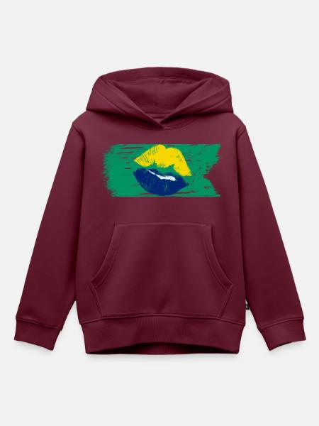 Brasilien - Flagge - Kinder Premium Organic Hoodie - Burgunderrot