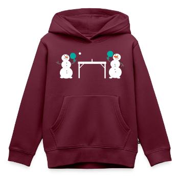Schneemann Tischtennis Schneeball - Kinder Premium Organic Hoodie - Burgunderrot - Vorne - AI Model Kid Female (0cm)