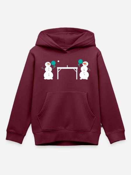 Schneemann Tischtennis Schneeball - Kinder Premium Organic Hoodie - Burgunderrot