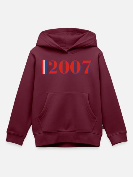 Jahr 2007 - Kinder Premium Organic Hoodie - Burgunderrot