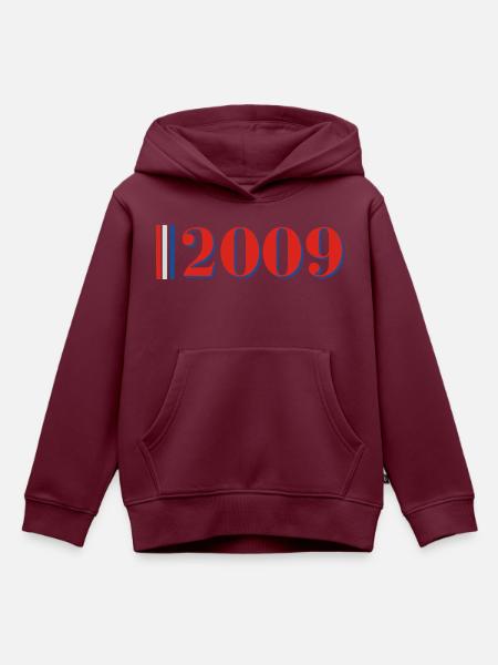 Jahr 2009 - Kinder Premium Organic Hoodie - Burgunderrot