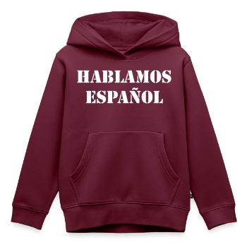 Sprich Spanisch - Kinder Premium Organic Hoodie - Burgunderrot - Vorne - AI Model Kid Female (0cm)