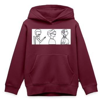 Handy VR Cyborg - Kinder Premium Organic Hoodie - Burgunderrot - Vorne - AI Model Kid Female (0cm)