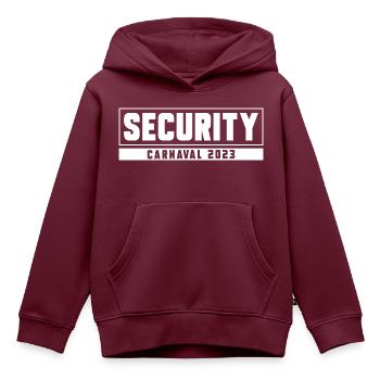 SICHERHEIT Karneval 2023 - Kinder Premium Organic Hoodie - Burgunderrot - Vorne - AI Model Kid Female (0cm)