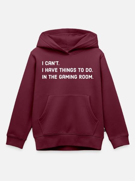 Gaming Spruch - Kinder Premium Organic Hoodie - Burgunderrot