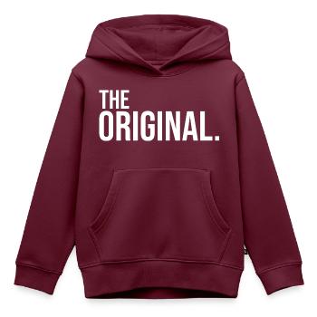 The Original - Kinder Premium Organic Hoodie - Burgunderrot - Vorne - AI Model Kid Female (0cm)