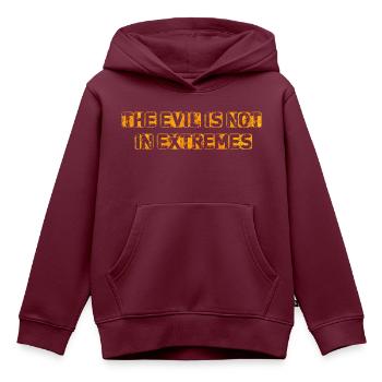 Das Böse ist nicht in Extremen - Kinder Premium Organic Hoodie - Burgunderrot - Vorne - AI Model Kid Female (0cm)