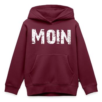 Moin - Kinder Premium Organic Hoodie - Burgunderrot - Vorne - AI Model Kid Female (0cm)