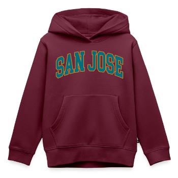 San Jose - Kinder Premium Organic Hoodie - Burgunderrot - Vorne - AI Model Kid Female (0cm)