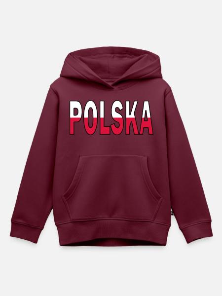 Polen in Nationalfarben - Kinder Premium Organic Hoodie - Burgunderrot