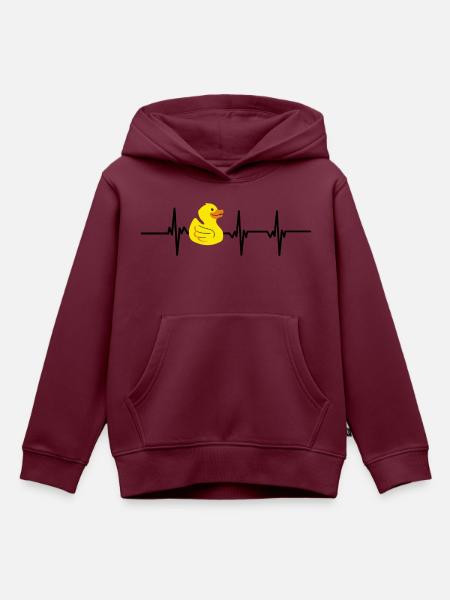 Herzschlag-Ente - Kinder Premium Organic Hoodie - Burgunderrot
