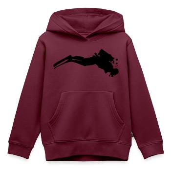 Taucher mit Luftblasen Unterwasser - Kinder Premium Organic Hoodie - Burgunderrot - Vorne - AI Model Kid Female (0cm)