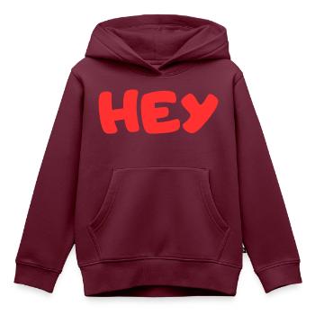 Hey - Kinder Premium Organic Hoodie - Burgunderrot - Vorne - AI Model Kid Female (0cm)