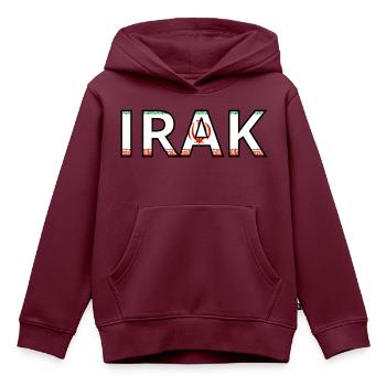 Flagge des Irak - Kinder Premium Organic Hoodie - Burgunderrot - Vorne - AI Model Kid Female (0cm)