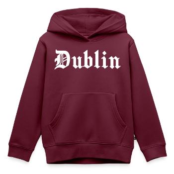 Dublin - Kinder Premium Organic Hoodie - Burgunderrot - Vorne - AI Model Kid Female (0cm)