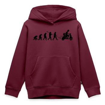 Die Entwicklung des Zustellers - Kinder Premium Organic Hoodie - Burgunderrot - Vorne - AI Model Kid Female (0cm)