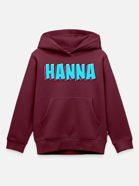 Namen Motiv: Hanna - Kinder Premium Organic Hoodie - Burgunderrot