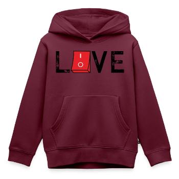 Love On Off - Kinder Premium Organic Hoodie - Burgunderrot - Vorne - AI Model Kid Female (0cm)