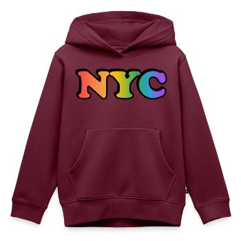 Schwules NYC - Kinder Premium Organic Hoodie - Burgunderrot - Vorne - AI Model Kid Female (0cm)