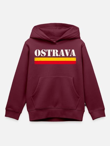 Ostrava - Kinder Premium Organic Hoodie - Burgunderrot