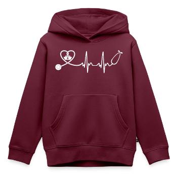 Krankenschwester - Krankenschwester - Herzschlag - Kinder Premium Organic Hoodie - Burgunderrot - Vorne - AI Model Kid Female (0cm)