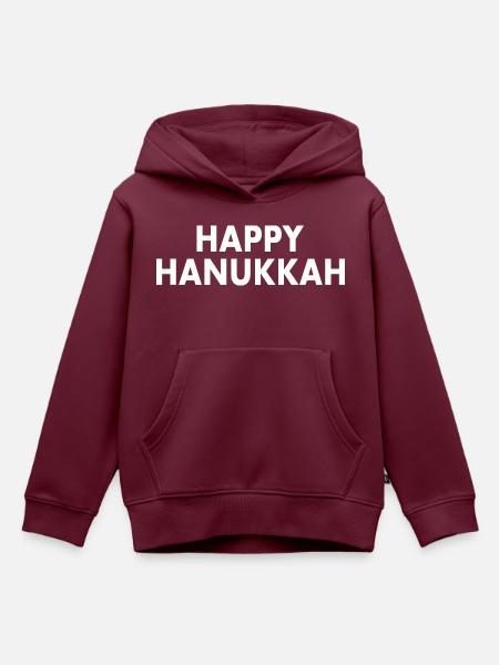 HAPPY HANUKKAH - Kinder Premium Organic Hoodie - Burgunderrot