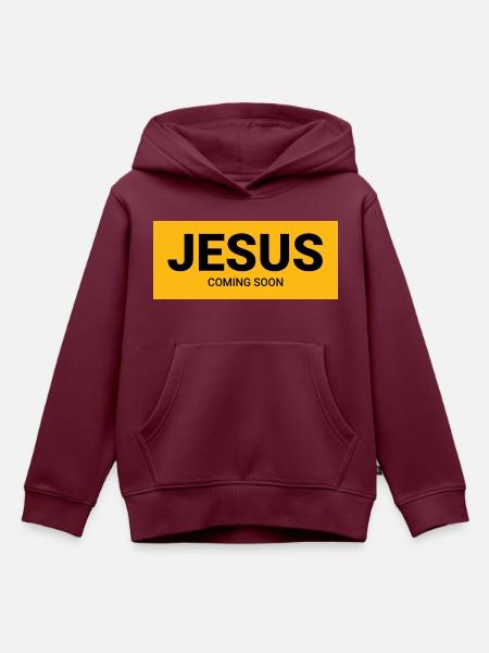 Jesus kommt bald – gelb - Kinder Premium Organic Hoodie - Burgunderrot
