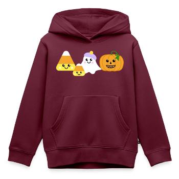 Halloween-Set - Kinder Premium Organic Hoodie - Burgunderrot - Vorne - AI Model Kid Female (0cm)