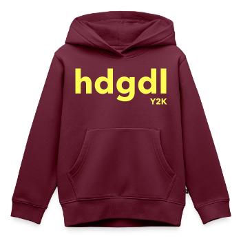 dhgdl hab dich ganz doll lieb Y2K gelb - Kinder Premium Organic Hoodie - Burgunderrot - Vorne - AI Model Kid Female (0cm)