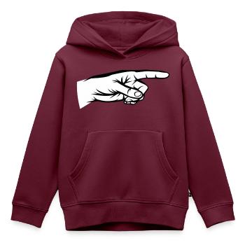 Zeigefinger, Hand, Da lang, Zeiger, Du bist - Kinder Premium Organic Hoodie - Burgunderrot - Vorne - AI Model Kid Female (0cm)