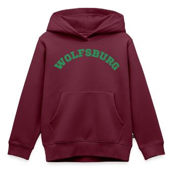 Wolfsburg - Kinder Premium Organic Hoodie - Burgunderrot - Vorne - AI Model Kid Female (0cm)