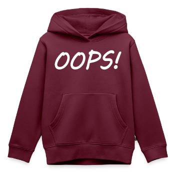 Oops - Kinder Premium Organic Hoodie - Burgunderrot - Vorne - AI Model Kid Female (0cm)
