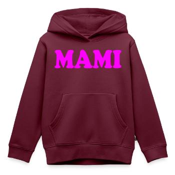 Mami - Kinder Premium Organic Hoodie - Burgunderrot - Vorne - AI Model Kid Female (0cm)