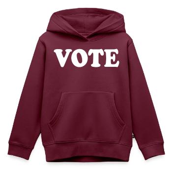 Vote - Kinder Premium Organic Hoodie - Burgunderrot - Vorne - AI Model Kid Female (0cm)