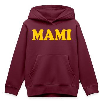 Mami - Kinder Premium Organic Hoodie - Burgunderrot - Vorne - AI Model Kid Female (0cm)