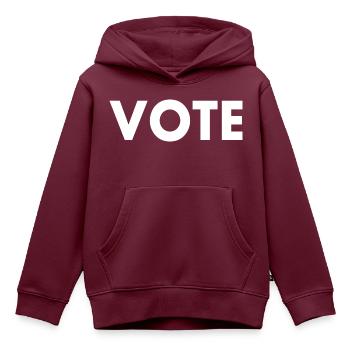 Vote - Kinder Premium Organic Hoodie - Burgunderrot - Vorne - AI Model Kid Female (0cm)