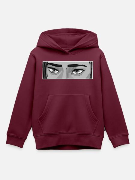 Cait Eyes BW - Kinder Premium Organic Hoodie - Burgunderrot