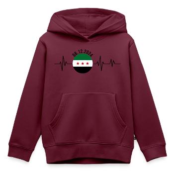 Herzschlag Syrien - Kinder Premium Organic Hoodie - Burgunderrot - Vorne - AI Model Kid Female (0cm)