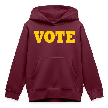 Vote - Kinder Premium Organic Hoodie - Burgunderrot - Vorne - AI Model Kid Female (0cm)