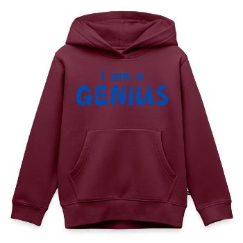 I am a GENIUS - Kinder Premium Organic Hoodie - Burgunderrot - Vorne - AI Model Kid Female (0cm)