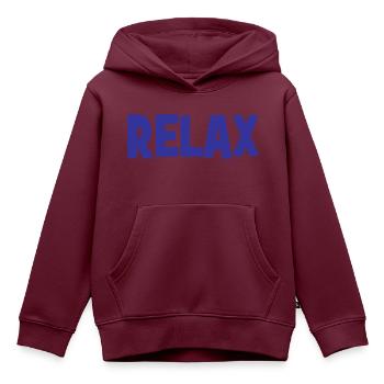 RELAX - Entspannen - Entspannung - chill - chillen - Kinder Premium Organic Hoodie - Burgunderrot - Vorne - AI Model Kid Female (0cm)