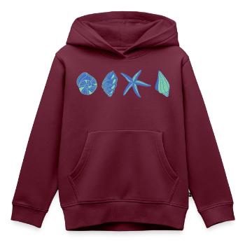 Blaue Muscheln - Meerestier - Kinder Premium Organic Hoodie - Burgunderrot - Vorne - AI Model Kid Female (0cm)