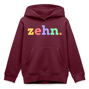 Zehn 10. Geburtstag - Kinder Premium Organic Hoodie - Burgunderrot - Vorne - AI Model Kid Female (0cm)