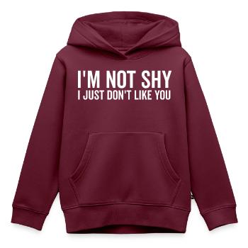 Ich bin nicht schüchtern, ich mag dich nur nicht - Kinder Premium Organic Hoodie - Burgunderrot - Vorne - AI Model Kid Female (0cm)