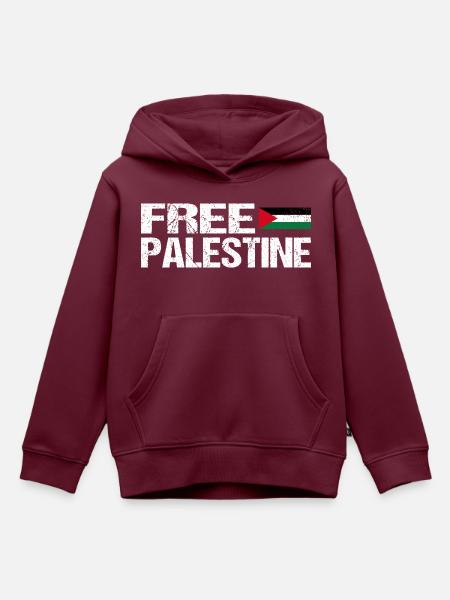 Free palestine - Kinder Premium Organic Hoodie - Burgunderrot