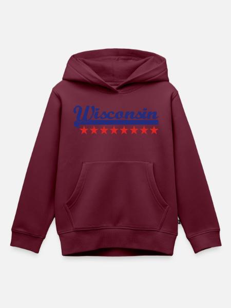 wisconsin - Kinder Premium Organic Hoodie - Burgunderrot