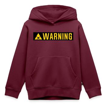 Warning-Panel Tod Kopf Dreiecksplatte - Kinder Premium Organic Hoodie - Burgunderrot - Vorne - AI Model Kid Female (0cm)