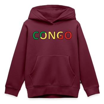 Flagge des Kongo - Kinder Premium Organic Hoodie - Burgunderrot - Vorne - AI Model Kid Female (0cm)